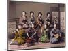 Group of Geisha Girls Playing Musical Instruments (Hand Coloured Albumen Print on Card)-Kusakabe Kimbei-Mounted Premium Giclee Print