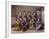 Group of Geisha Girls Playing Musical Instruments (Hand Coloured Albumen Print on Card)-Kusakabe Kimbei-Framed Giclee Print