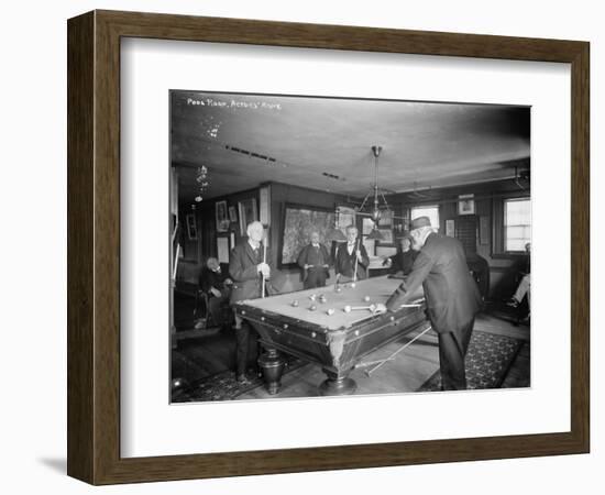 Group of Gentlemen Playing Pool at Billiards Hall Photograph-Lantern Press-Framed Art Print