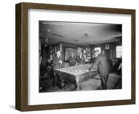 Group of Gentlemen Playing Pool at Billiards Hall Photograph-Lantern Press-Framed Art Print