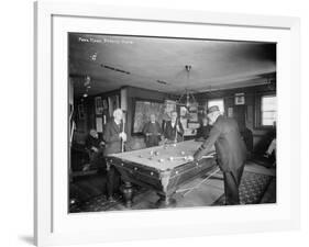 Group of Gentlemen Playing Pool at Billiards Hall Photograph-Lantern Press-Framed Art Print