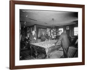 Group of Gentlemen Playing Pool at Billiards Hall Photograph-Lantern Press-Framed Art Print