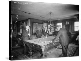 Group of Gentlemen Playing Pool at Billiards Hall Photograph-Lantern Press-Stretched Canvas