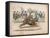 Group of Gentlemen Watch a Monkey Riding a Dog-null-Framed Stretched Canvas