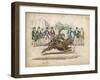 Group of Gentlemen Watch a Monkey Riding a Dog-null-Framed Art Print