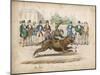 Group of Gentlemen Watch a Monkey Riding a Dog-null-Mounted Art Print