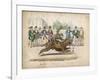 Group of Gentlemen Watch a Monkey Riding a Dog-null-Framed Art Print