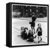 Group of Girls in an East Glasgow Street, Scotland-Henry Grant-Framed Stretched Canvas