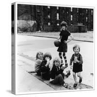 Group of Girls in an East Glasgow Street, Scotland-Henry Grant-Stretched Canvas