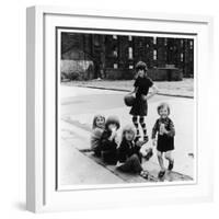 Group of Girls in an East Glasgow Street, Scotland-Henry Grant-Framed Photographic Print