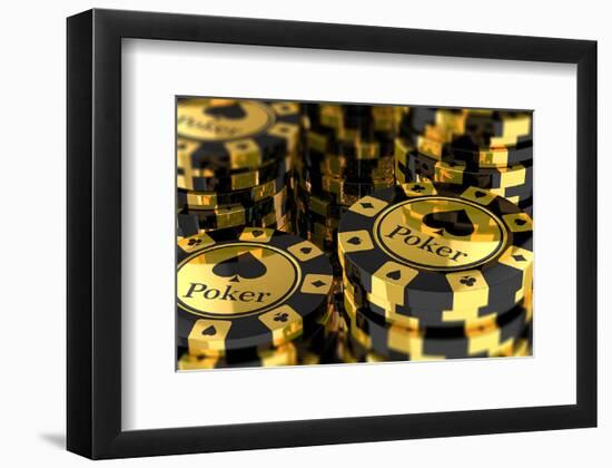 Group of Gold Poker Chips-null-Framed Art Print