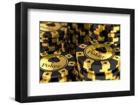 Group of Gold Poker Chips-null-Framed Art Print