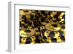 Group of Gold Poker Chips-null-Framed Art Print