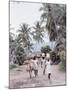 Group of Haitian Woman and a Donkey Walking Down a Dirt Road-Lynn Pelham-Mounted Photographic Print