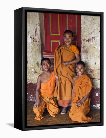 Group of Happy Young Novice Monks at Monastery in Ban-Lo, a Shan Village Outside Kengtung, Myanmar-Nigel Pavitt-Framed Stretched Canvas