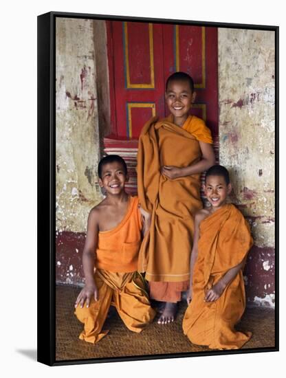 Group of Happy Young Novice Monks at Monastery in Ban-Lo, a Shan Village Outside Kengtung, Myanmar-Nigel Pavitt-Framed Stretched Canvas