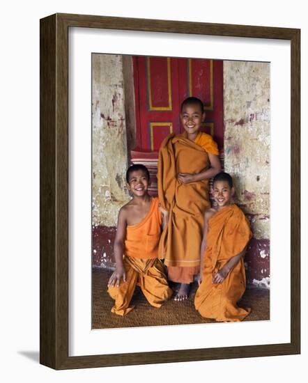 Group of Happy Young Novice Monks at Monastery in Ban-Lo, a Shan Village Outside Kengtung, Myanmar-Nigel Pavitt-Framed Photographic Print