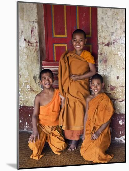 Group of Happy Young Novice Monks at Monastery in Ban-Lo, a Shan Village Outside Kengtung, Myanmar-Nigel Pavitt-Mounted Photographic Print