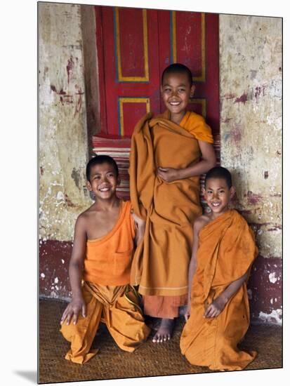 Group of Happy Young Novice Monks at Monastery in Ban-Lo, a Shan Village Outside Kengtung, Myanmar-Nigel Pavitt-Mounted Photographic Print