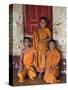 Group of Happy Young Novice Monks at Monastery in Ban-Lo, a Shan Village Outside Kengtung, Myanmar-Nigel Pavitt-Stretched Canvas