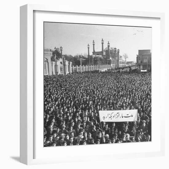 Group of Iranians Protesting Against the Oil Rights in Iran-Dmitri Kessel-Framed Premium Photographic Print