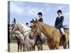 Group of Jockeys Sitting on Horses-null-Stretched Canvas