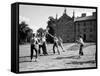 Group of Kenyon College Students Playing W. a Frisbee Like Flying Disc-null-Framed Stretched Canvas