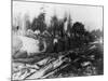 Group of Lumberjacks on Large Log Photograph - Cascades, WA-Lantern Press-Mounted Art Print