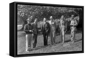 Group of men at Donington Park motor racing circuit, Leicestershire, c1930s-Bill Brunell-Framed Stretched Canvas