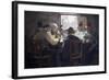 Group of Men from Chioggia Playing Briscola, 1893-Italico Brass-Framed Giclee Print