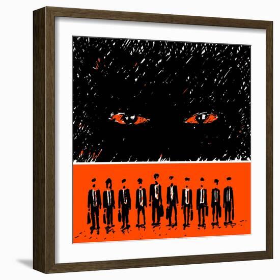 Group of Men in Suits on the Aggressiveness of Capitalism-JoeBakal-Framed Art Print