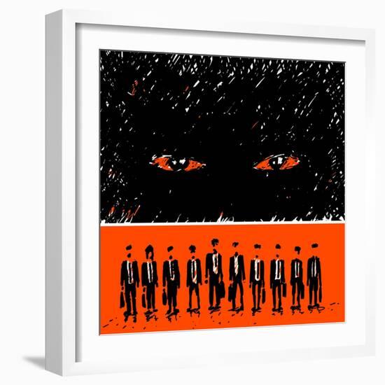 Group of Men in Suits on the Aggressiveness of Capitalism-JoeBakal-Framed Art Print