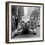 Group of Men Looking at Futuristic Car (B&W)-Hulton Archive-Framed Photographic Print