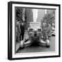 Group of Men Looking at Futuristic Car (B&W)-Hulton Archive-Framed Photographic Print