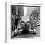 Group of Men Looking at Futuristic Car (B&W)-Hulton Archive-Framed Photographic Print