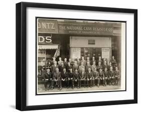 Group of Men of the National Cash Register Co. Posed in Front of the Broadway and 28th Street…-Byron Company-Framed Giclee Print