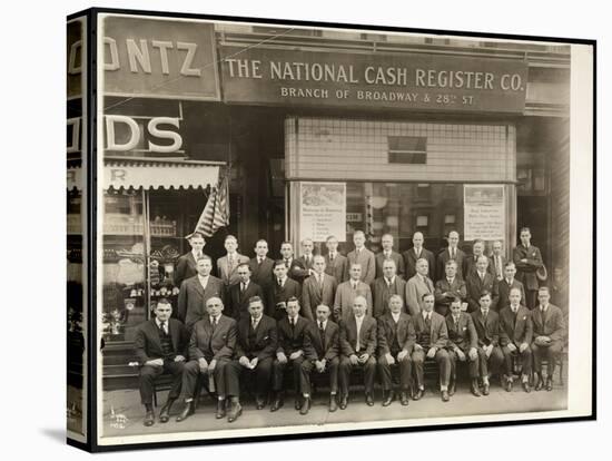 Group of Men of the National Cash Register Co. Posed in Front of the Broadway and 28th Street…-Byron Company-Stretched Canvas