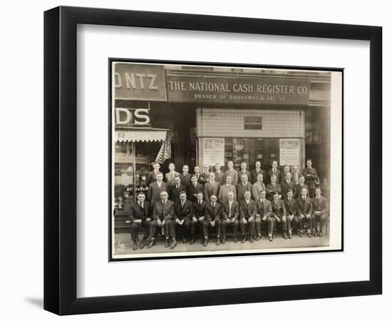 Group of Men of the National Cash Register Co. Posed in Front of the Broadway and 28th Street…-Byron Company-Framed Giclee Print