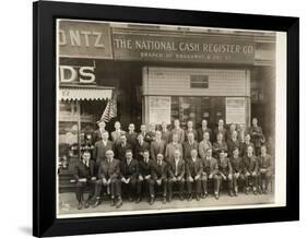 Group of Men of the National Cash Register Co. Posed in Front of the Broadway and 28th Street…-Byron Company-Framed Giclee Print