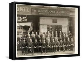 Group of Men of the National Cash Register Co. Posed in Front of the Broadway and 28th Street…-Byron Company-Framed Stretched Canvas