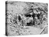 Group of Men outside of a Mine Photograph - Montana-Lantern Press-Stretched Canvas