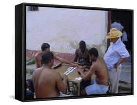 Group of Men Playing Dominos, Trinidad, Sancti Spiritus, Cuba-J P De Manne-Framed Stretched Canvas