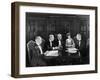 Group of Men Sitting with a Young Woman in a Boardroom-null-Framed Photo