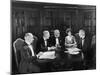 Group of Men Sitting with a Young Woman in a Boardroom-null-Mounted Photo