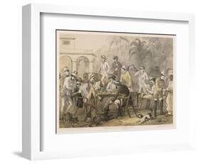 Group of Men Take Morning Coffee on a British Station-Captain G.f. Atkinson-Framed Art Print