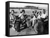 Group of Musicians Playing Along Side the Mississippi River-null-Framed Stretched Canvas