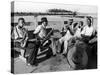 Group of Musicians Playing Along Side the Mississippi River-null-Stretched Canvas