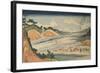 Group of People Crossing a River-null-Framed Giclee Print