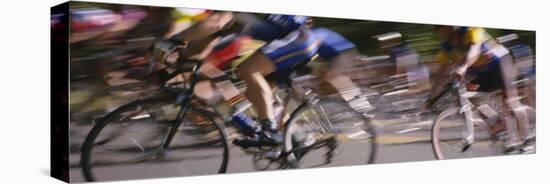Group of People Cycling-null-Stretched Canvas