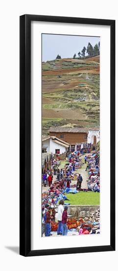 Group of People in a Market, Chinchero Market, Andes Mountains, Urubamba Valley, Cuzco, Peru-null-Framed Premium Photographic Print